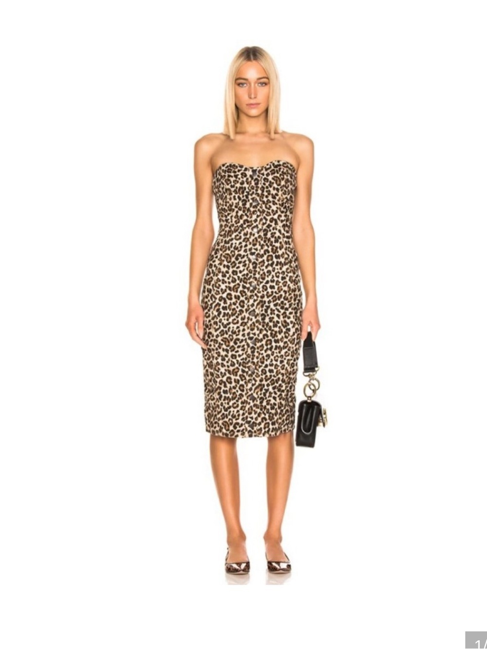 Veronica Beard Strapless Leopard Button Front Liza Midi Dress Size 14 Plus Size